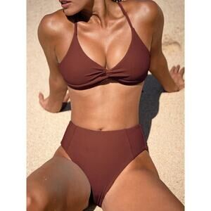 Berlook Wine Red‎ Twist Backless Bikini NWT size small